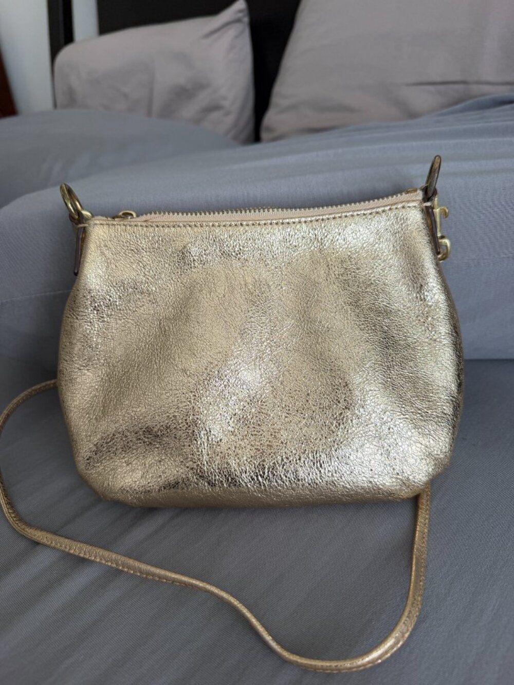 Vintage Coach Poppy Metallic Gold Leather Crossbody Bag Y2K - Picture 2 of 9